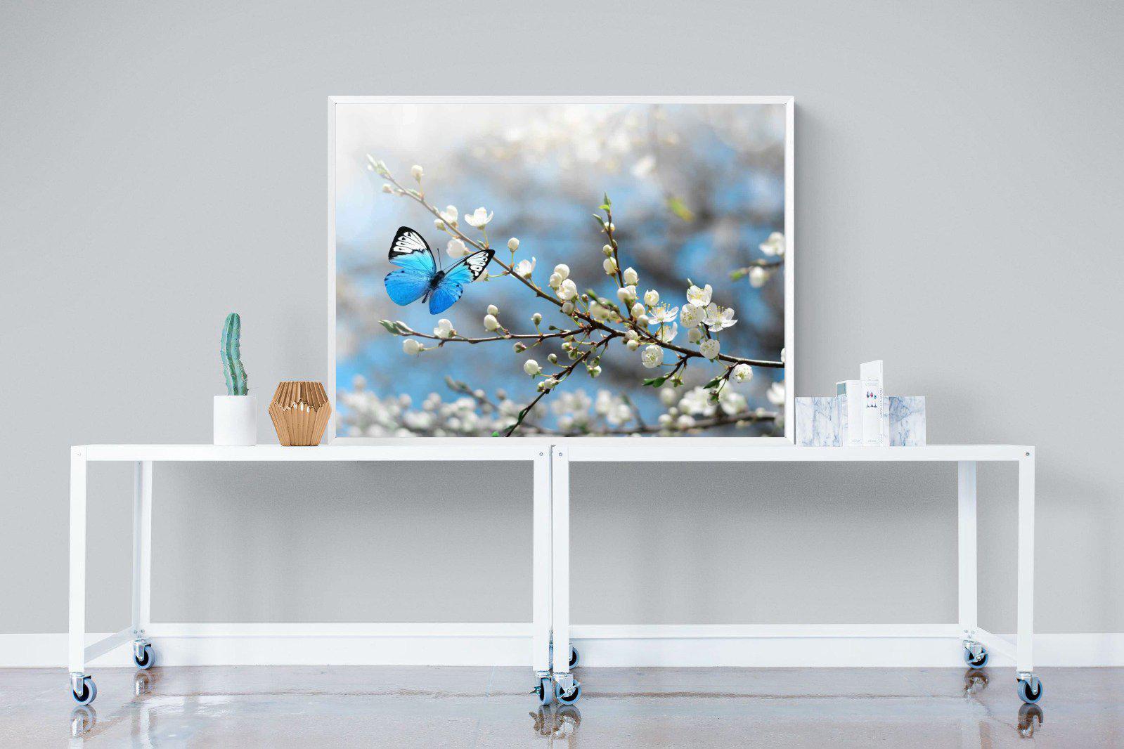 Blue Flutter-Wall_Art-120 x 90cm-Mounted Canvas-White-Pixalot