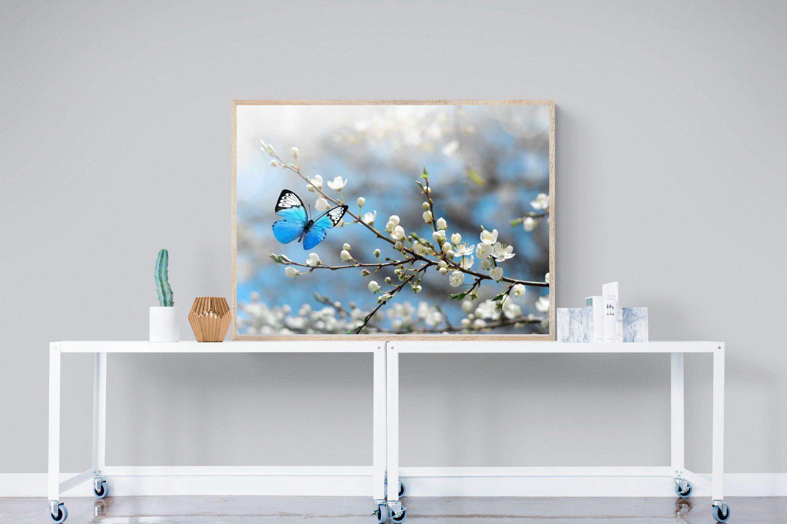Blue Flutter-Wall_Art-120 x 90cm-Mounted Canvas-Wood-Pixalot