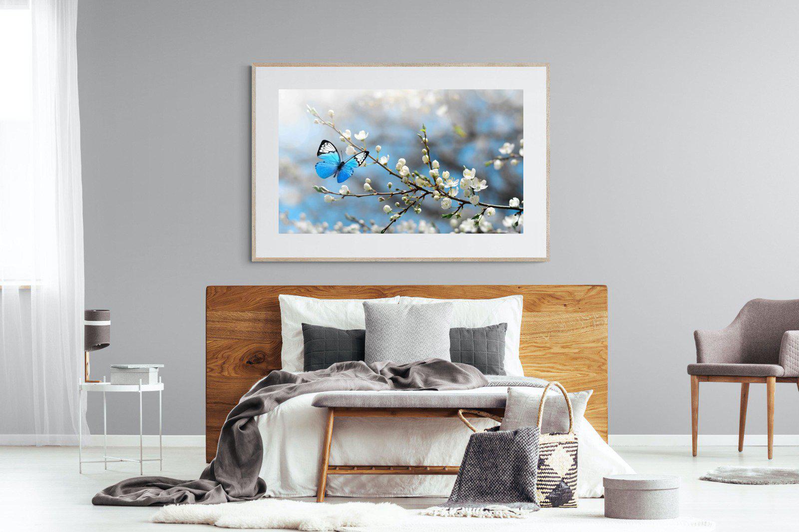 Blue Flutter-Wall_Art-150 x 100cm-Framed Print-Wood-Pixalot