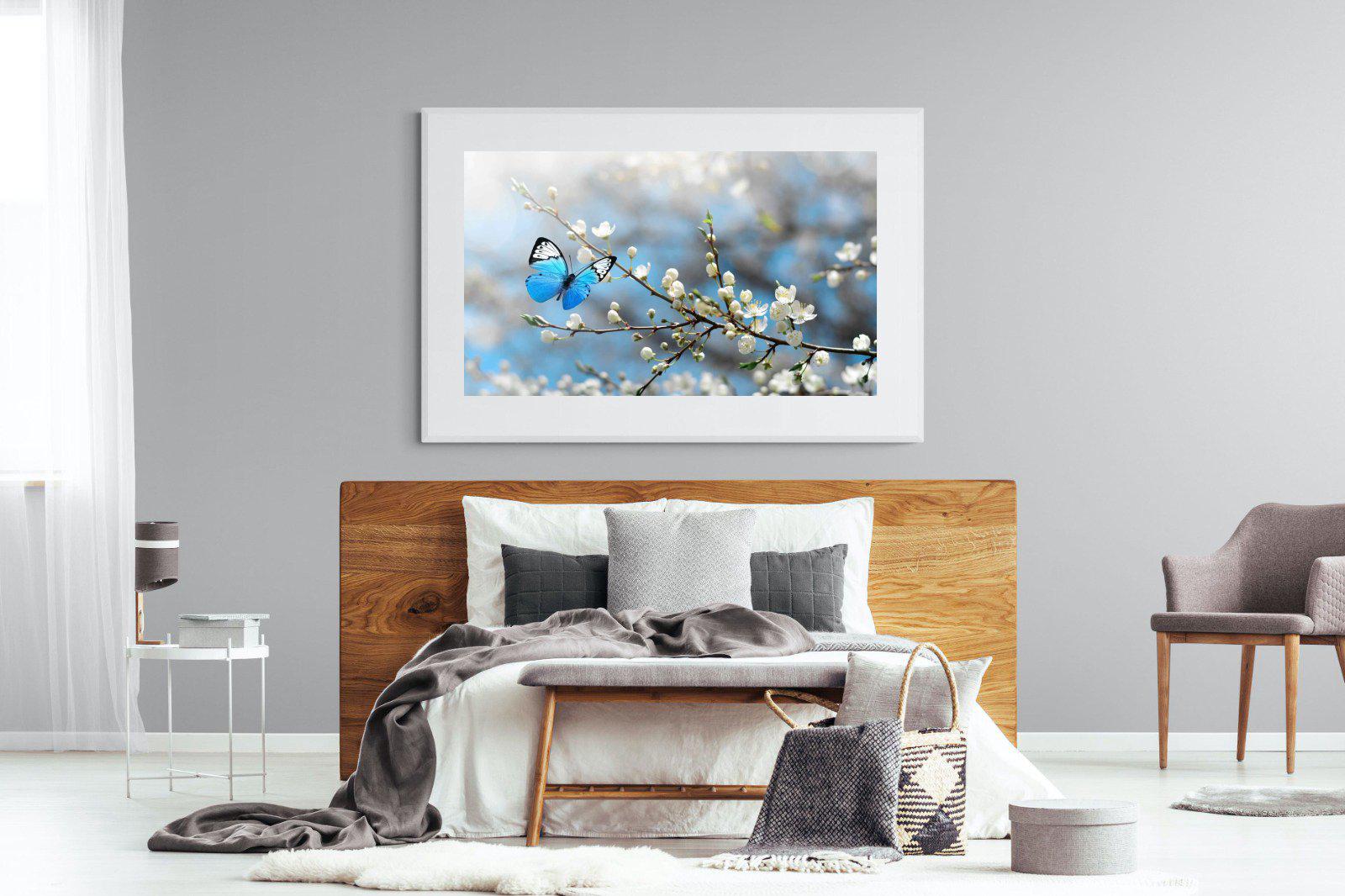 Blue Flutter-Wall_Art-150 x 100cm-Framed Print-White-Pixalot