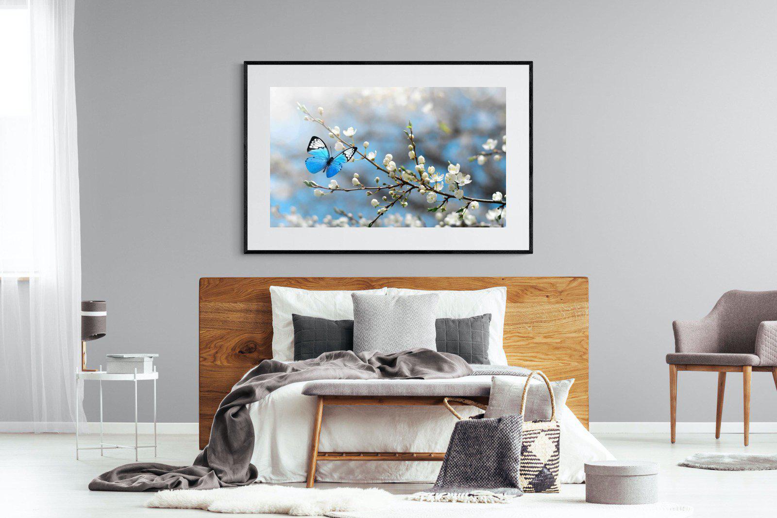 Blue Flutter-Wall_Art-150 x 100cm-Framed Print-Black-Pixalot