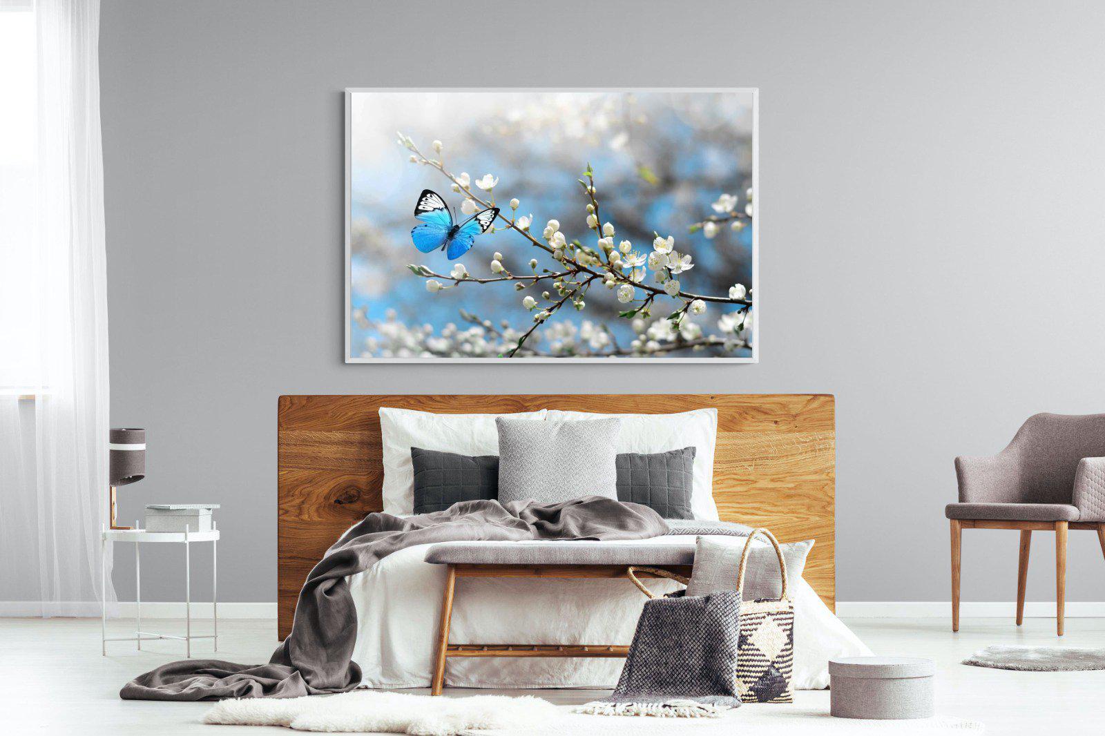 Blue Flutter-Wall_Art-150 x 100cm-Mounted Canvas-White-Pixalot