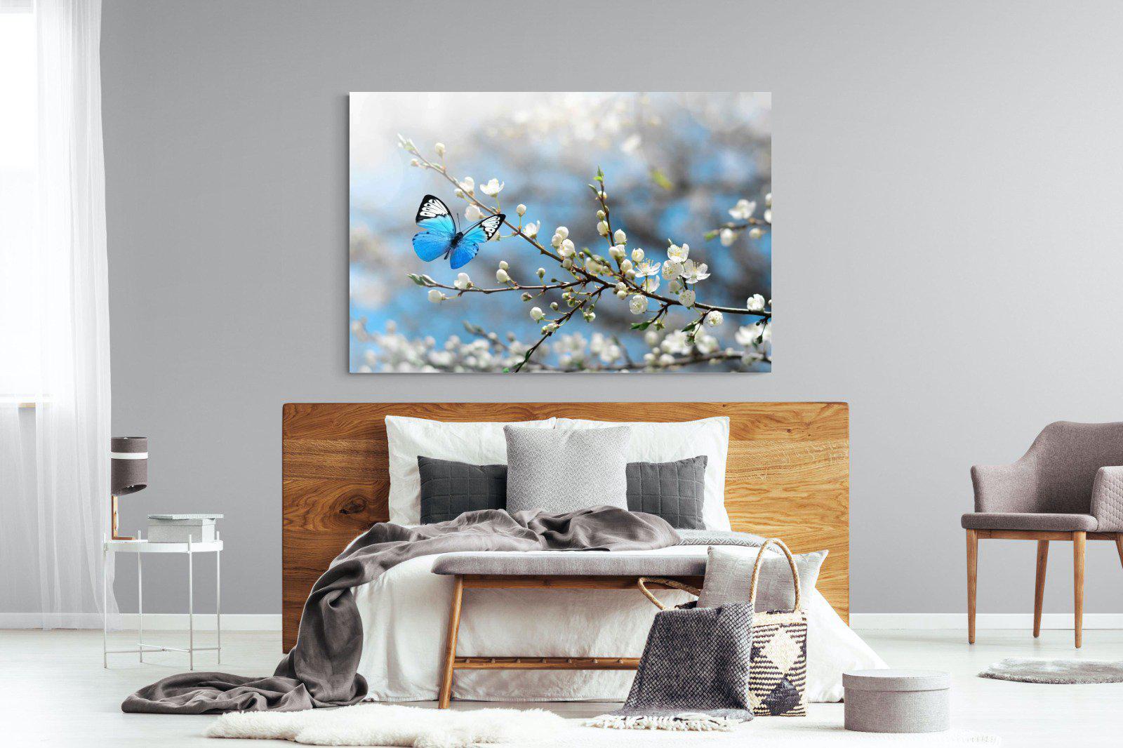 Blue Flutter-Wall_Art-150 x 100cm-Mounted Canvas-No Frame-Pixalot
