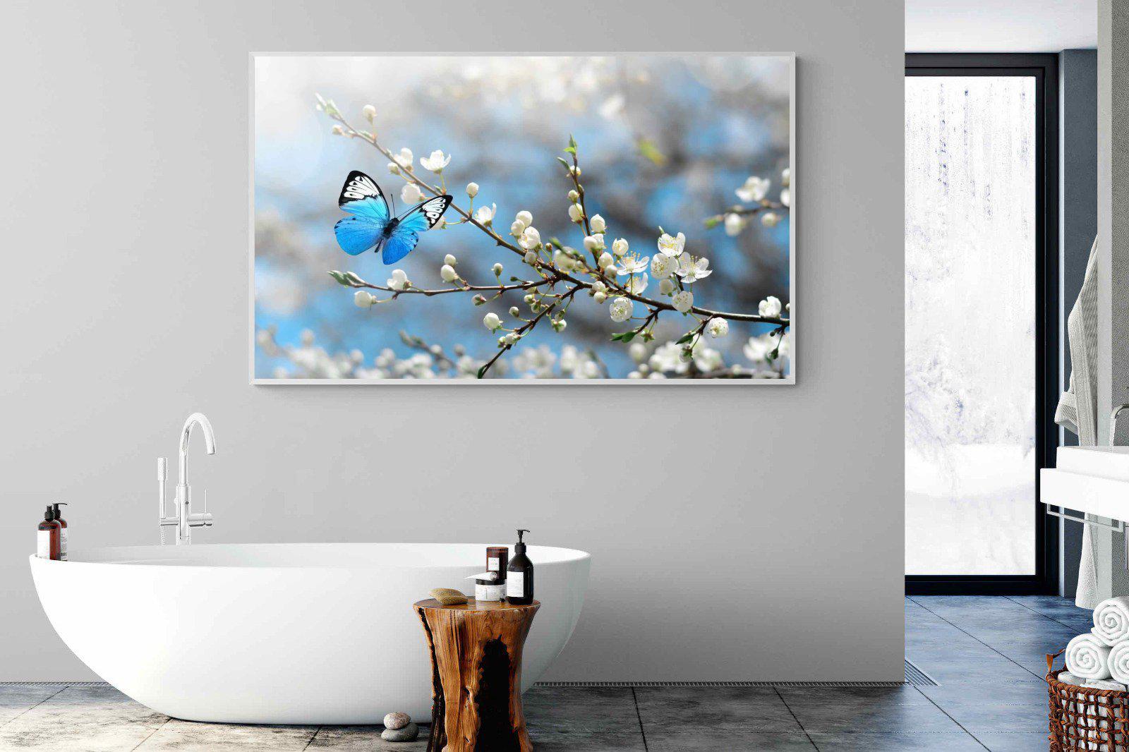 Blue Flutter-Wall_Art-180 x 110cm-Mounted Canvas-White-Pixalot