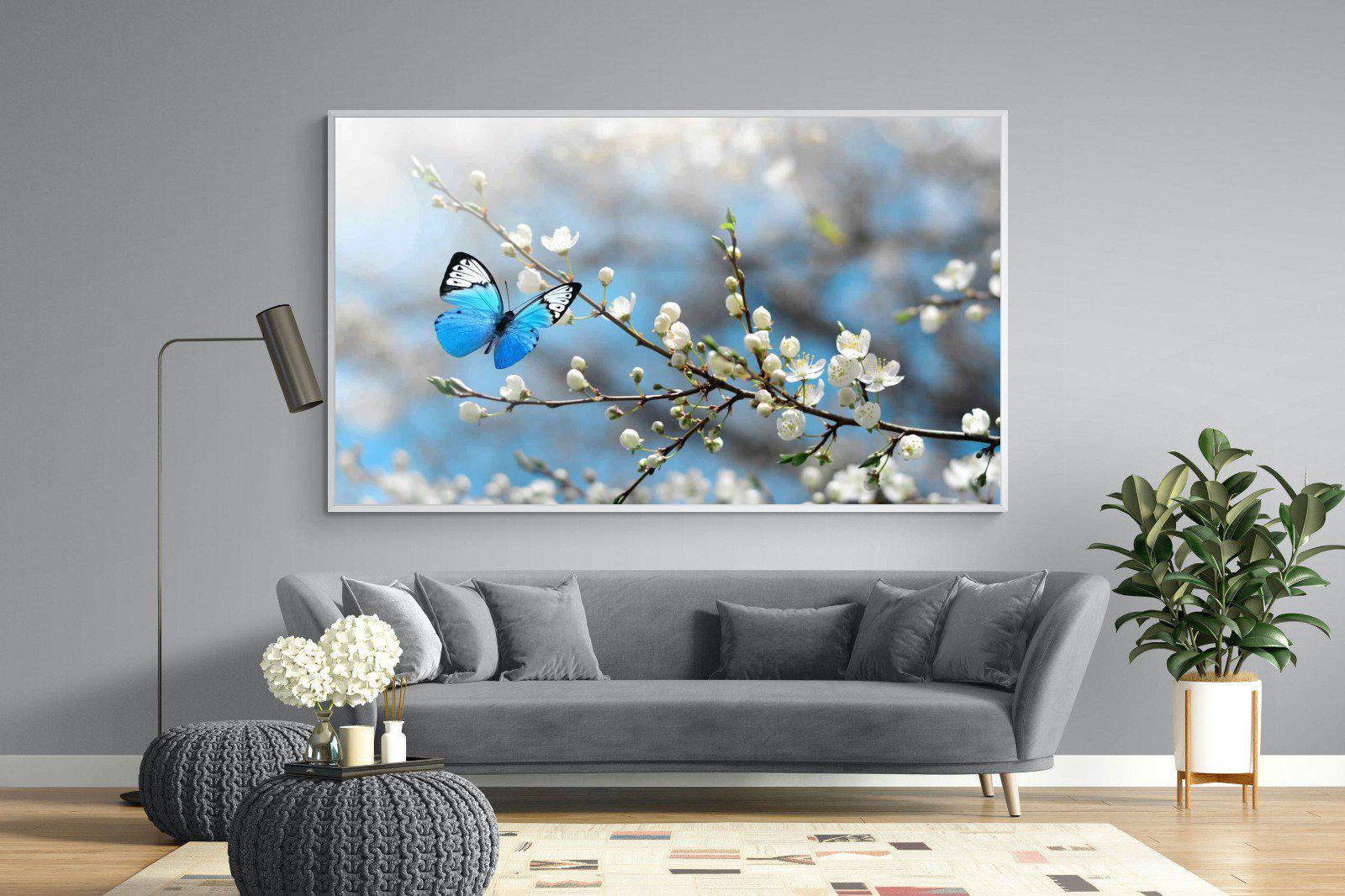 Blue Flutter-Wall_Art-220 x 130cm-Mounted Canvas-White-Pixalot