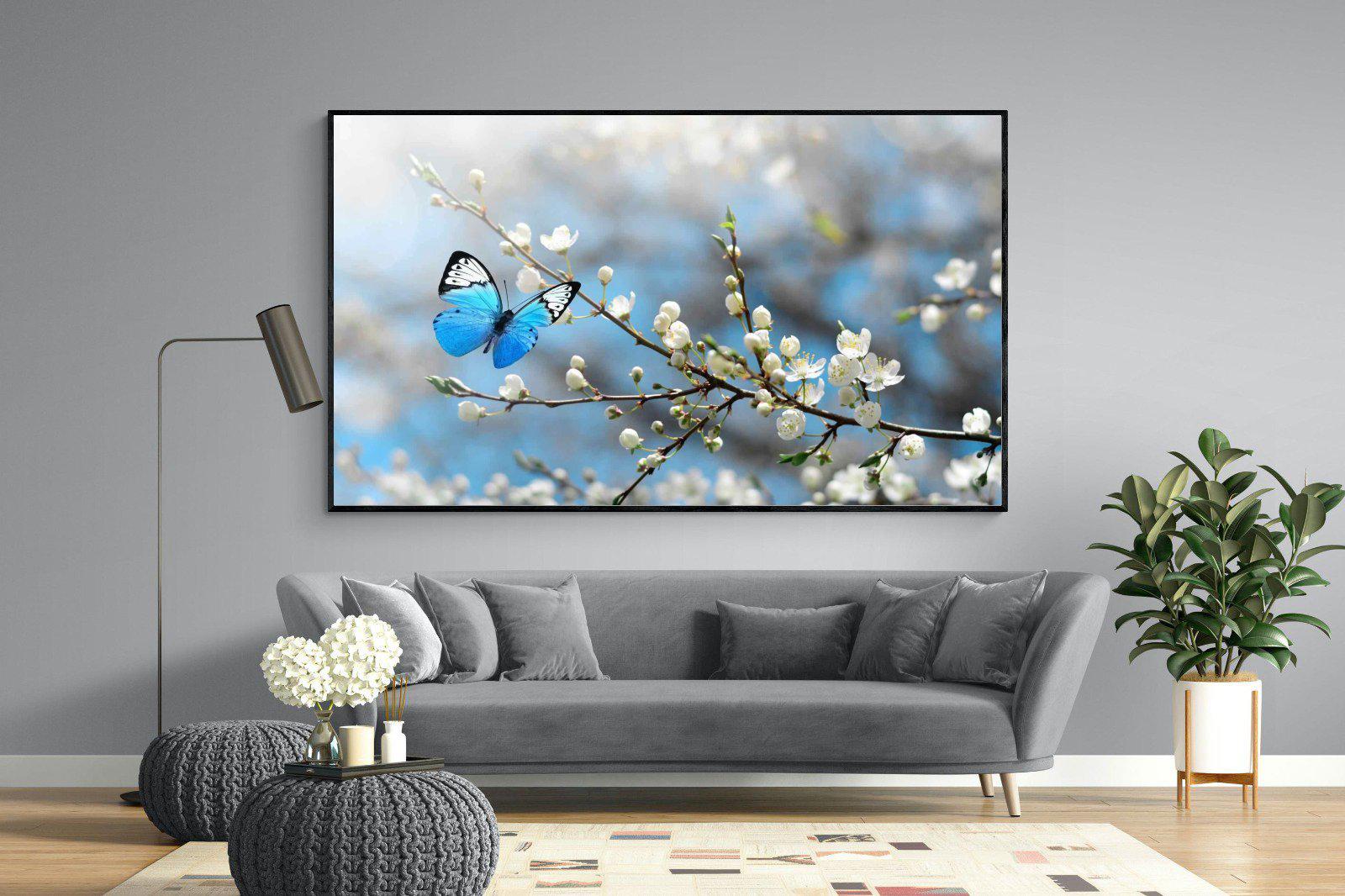 Blue Flutter-Wall_Art-220 x 130cm-Mounted Canvas-Black-Pixalot