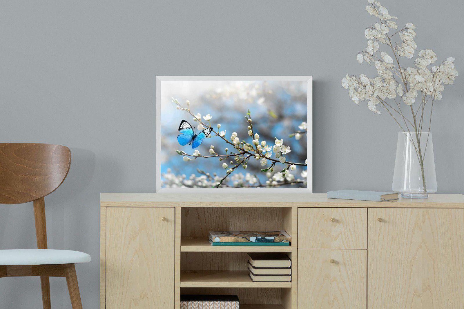 Blue Flutter-Wall_Art-60 x 45cm-Mounted Canvas-White-Pixalot