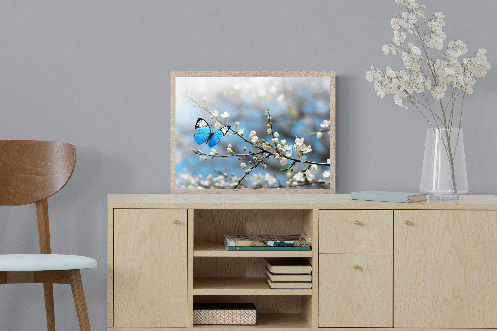 Blue Flutter-Wall_Art-60 x 45cm-Mounted Canvas-Wood-Pixalot