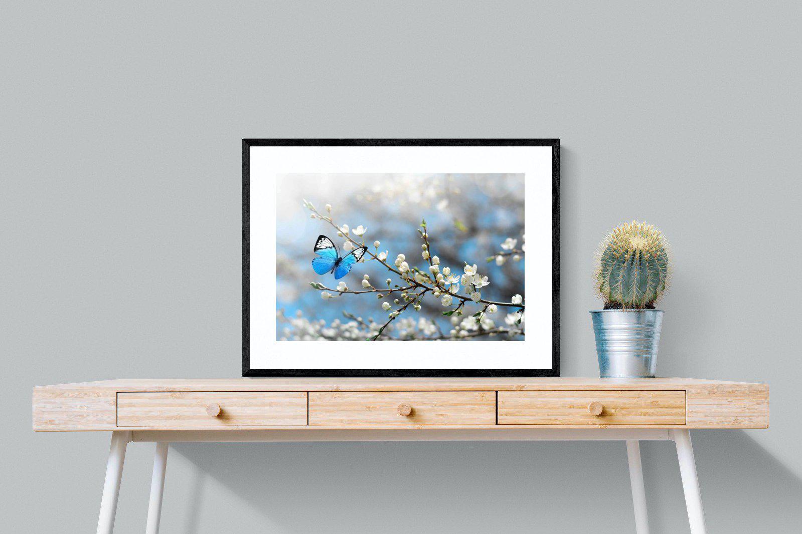 Blue Flutter-Wall_Art-80 x 60cm-Framed Print-Black-Pixalot