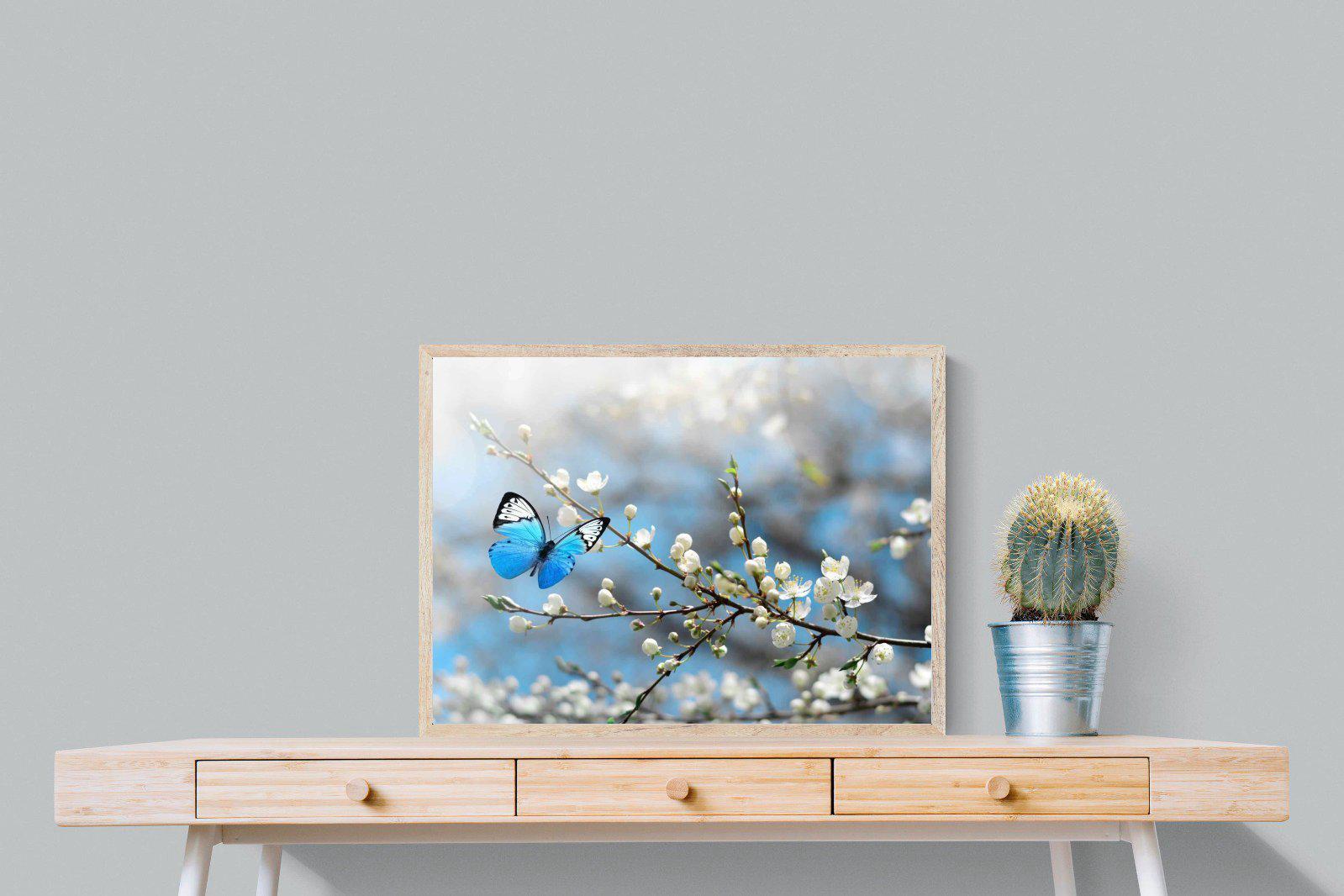 Blue Flutter-Wall_Art-80 x 60cm-Mounted Canvas-Wood-Pixalot