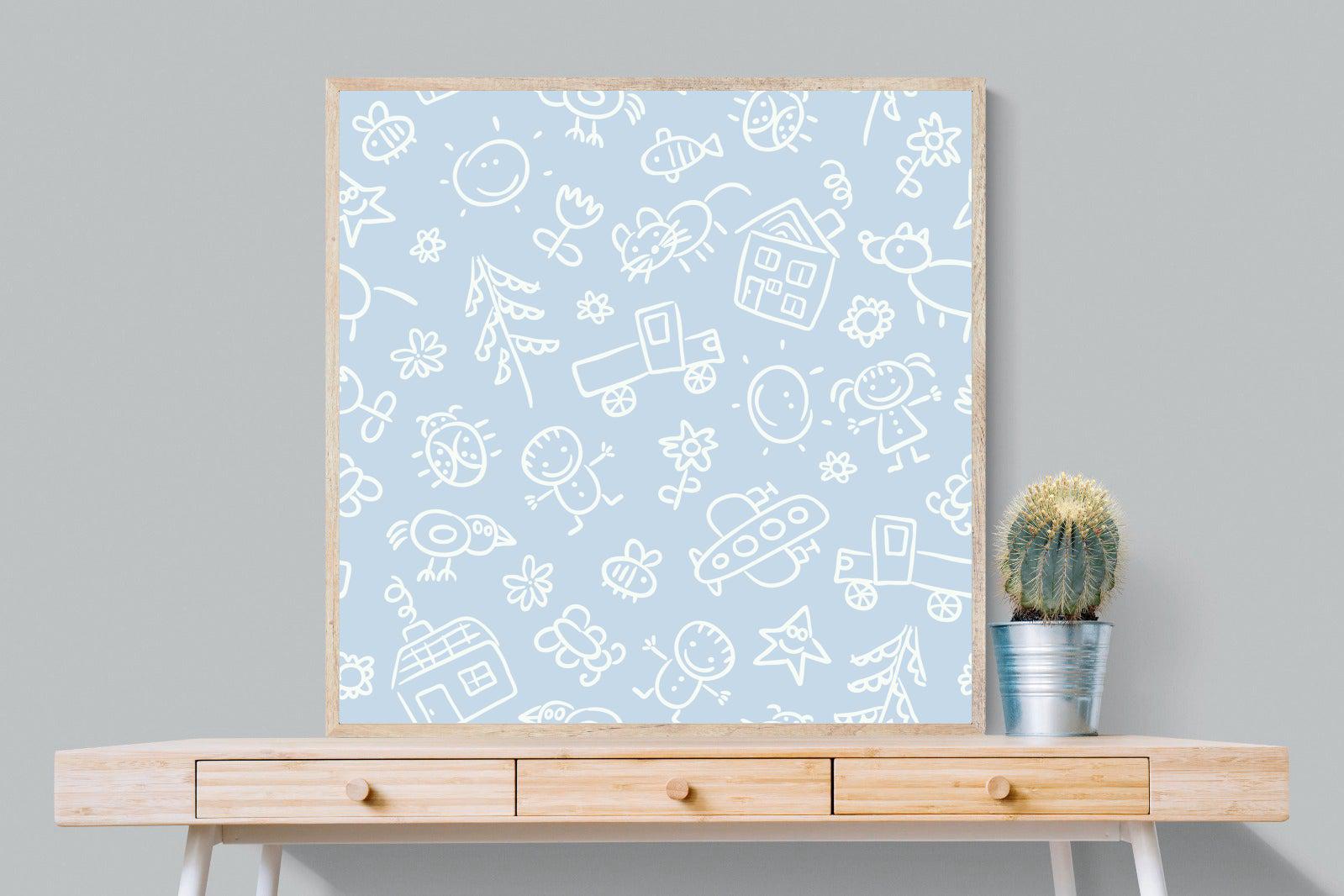 Blue Pattern-Wall_Art-100 x 100cm-Mounted Canvas-Wood-Pixalot