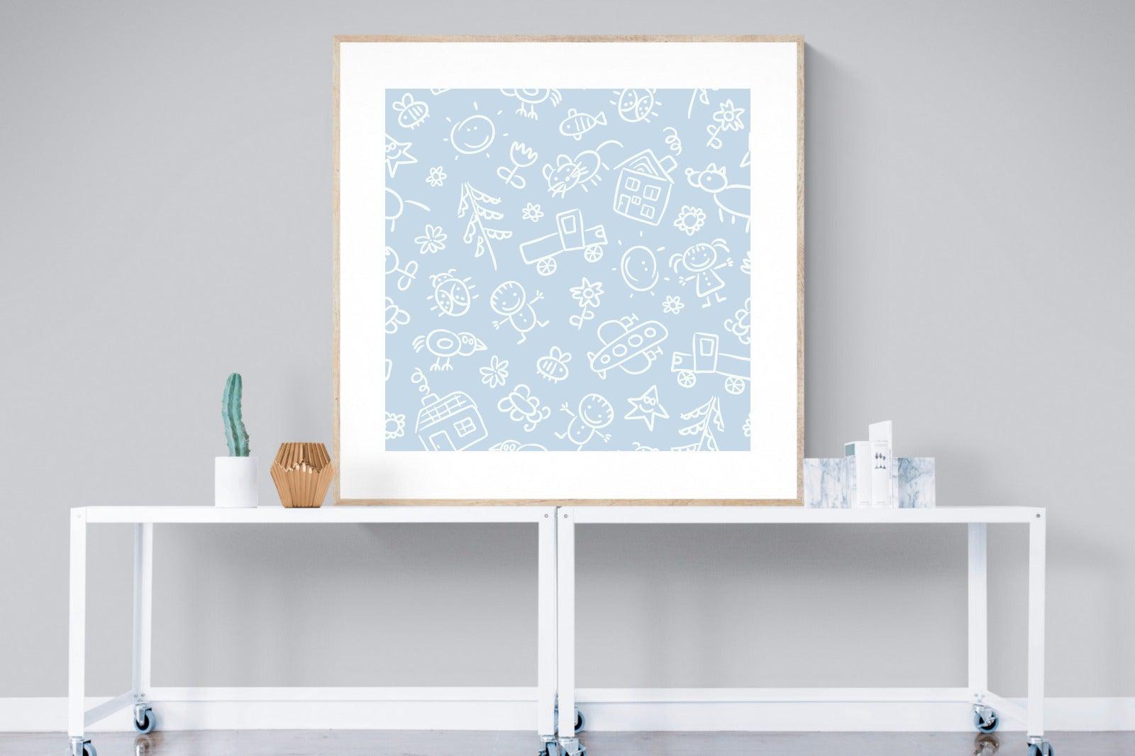 Blue Pattern-Wall_Art-120 x 120cm-Framed Print-Wood-Pixalot