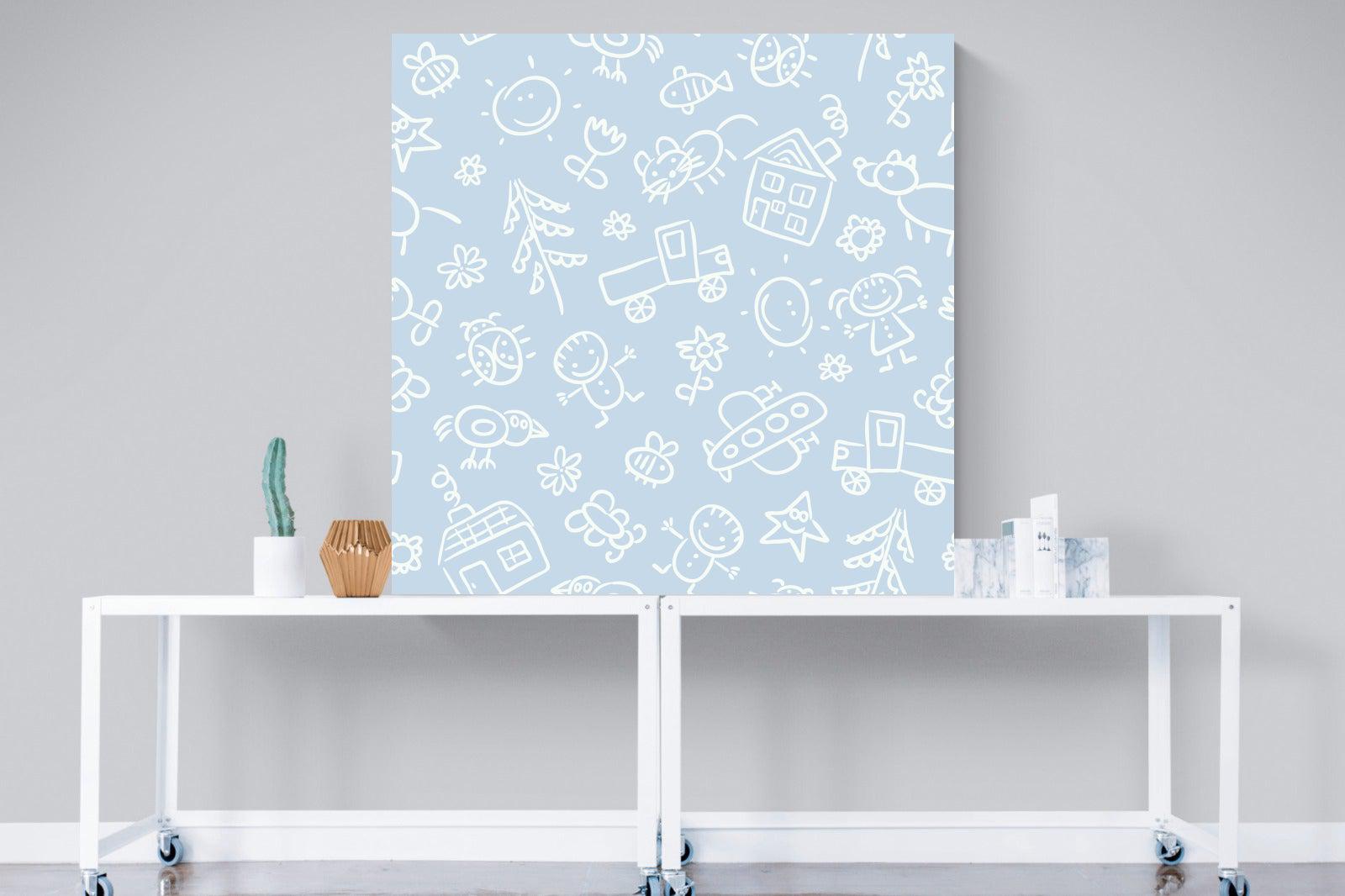 Blue Pattern-Wall_Art-120 x 120cm-Mounted Canvas-No Frame-Pixalot