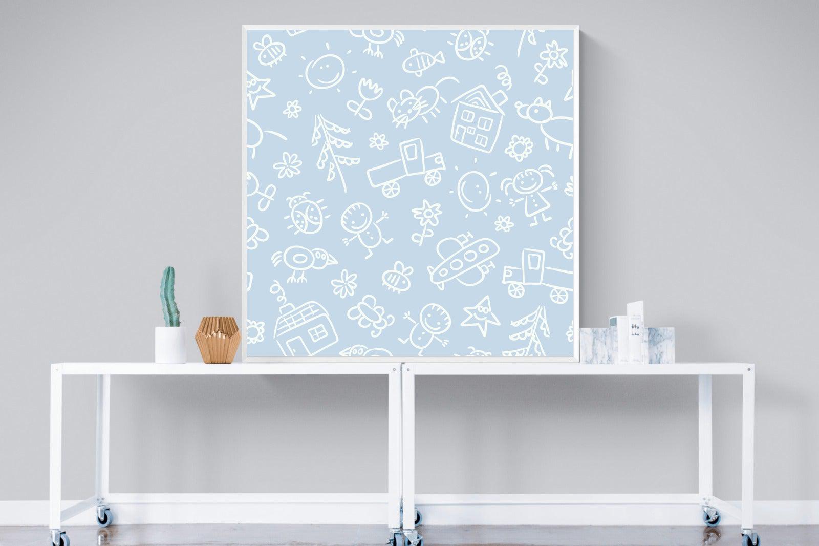 Blue Pattern-Wall_Art-120 x 120cm-Mounted Canvas-White-Pixalot