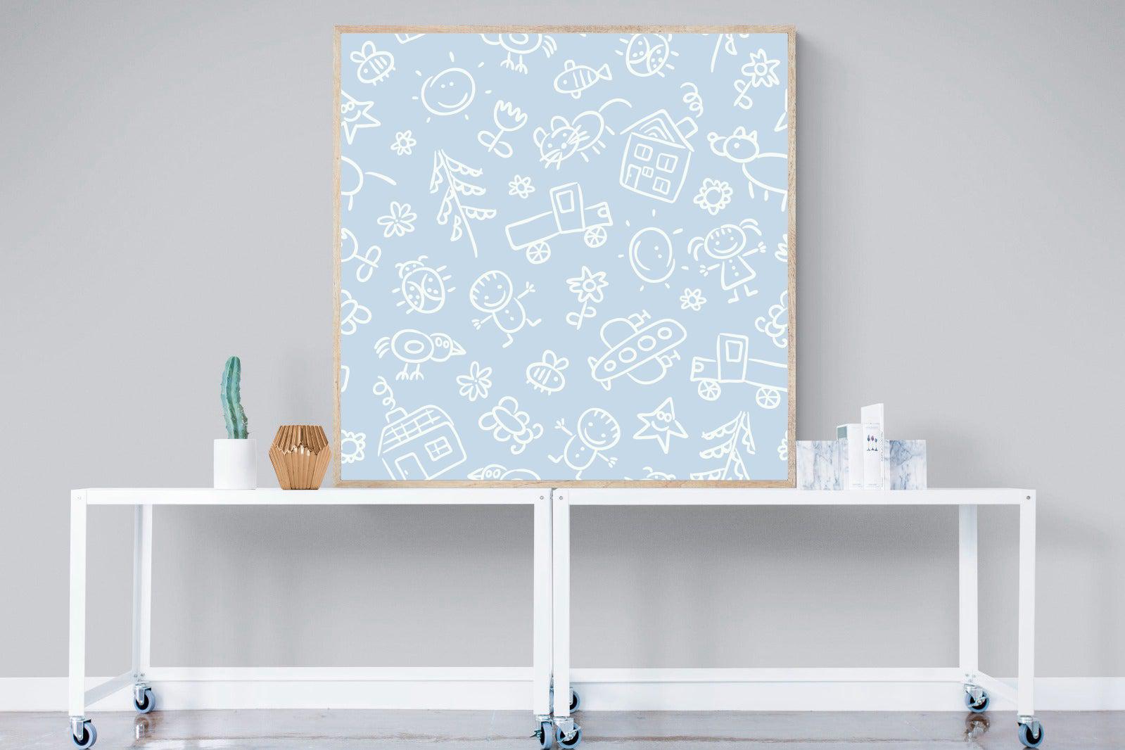 Blue Pattern-Wall_Art-120 x 120cm-Mounted Canvas-Wood-Pixalot