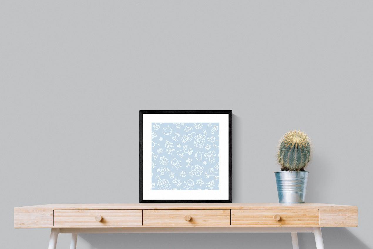 Blue Pattern-Wall_Art-50 x 50cm-Framed Print-Black-Pixalot