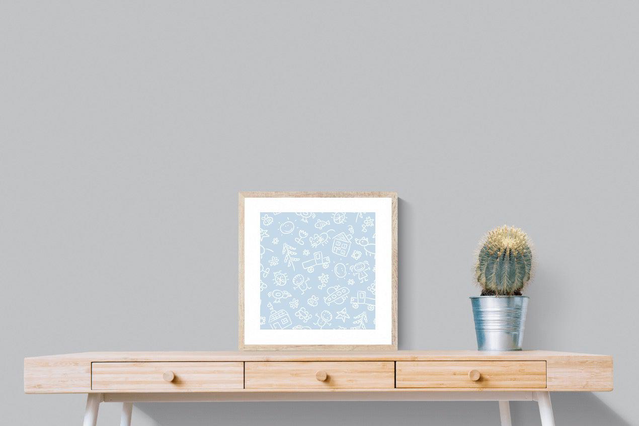 Blue Pattern-Wall_Art-50 x 50cm-Framed Print-Wood-Pixalot