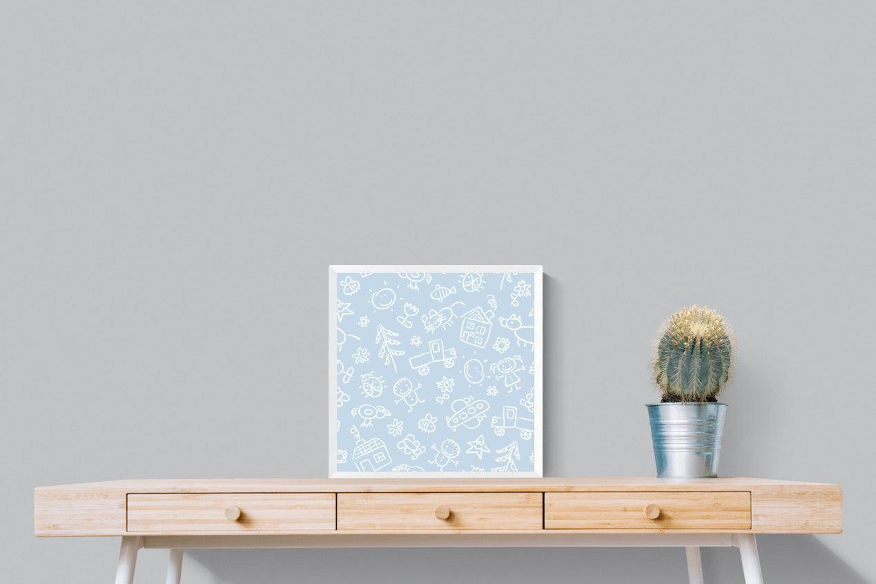 Blue Pattern-Wall_Art-50 x 50cm-Mounted Canvas-White-Pixalot