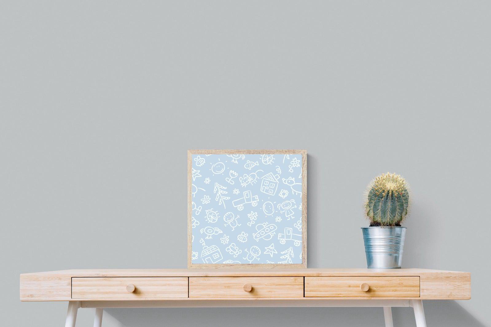 Blue Pattern-Wall_Art-50 x 50cm-Mounted Canvas-Wood-Pixalot