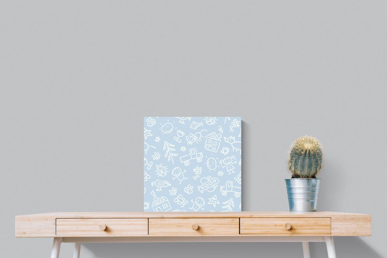 Blue Pattern-Wall_Art-50 x 50cm-Mounted Canvas-No Frame-Pixalot