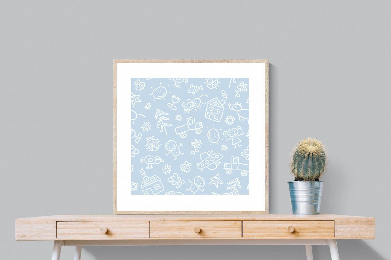Blue Pattern-Wall_Art-80 x 80cm-Framed Print-Wood-Pixalot