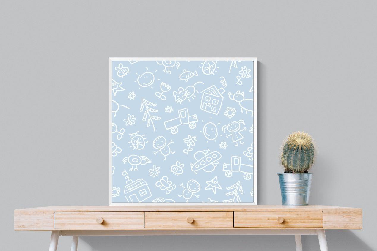 Blue Pattern-Wall_Art-80 x 80cm-Mounted Canvas-White-Pixalot