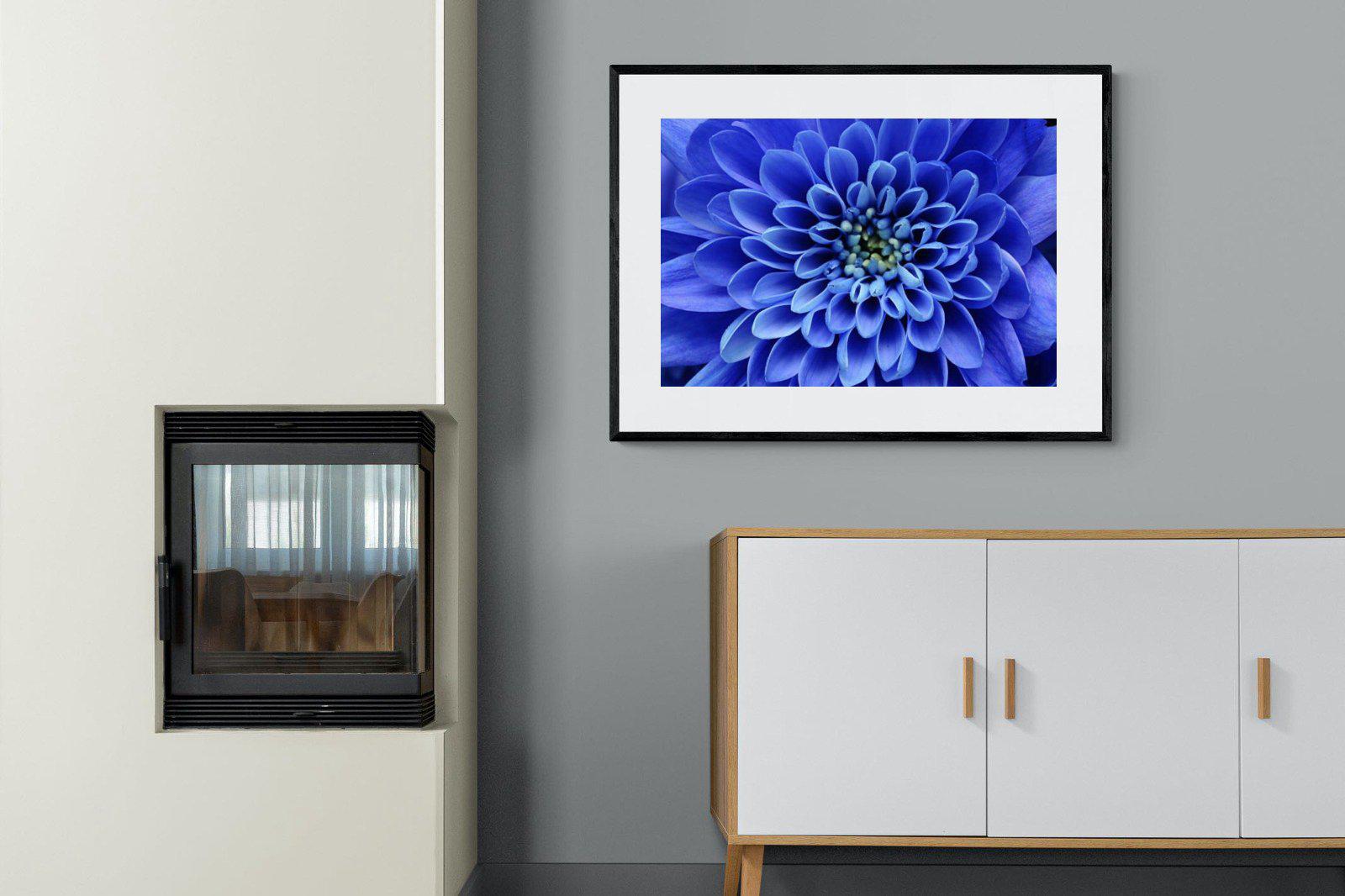 Blue Petals-Wall_Art-100 x 75cm-Framed Print-Black-Pixalot