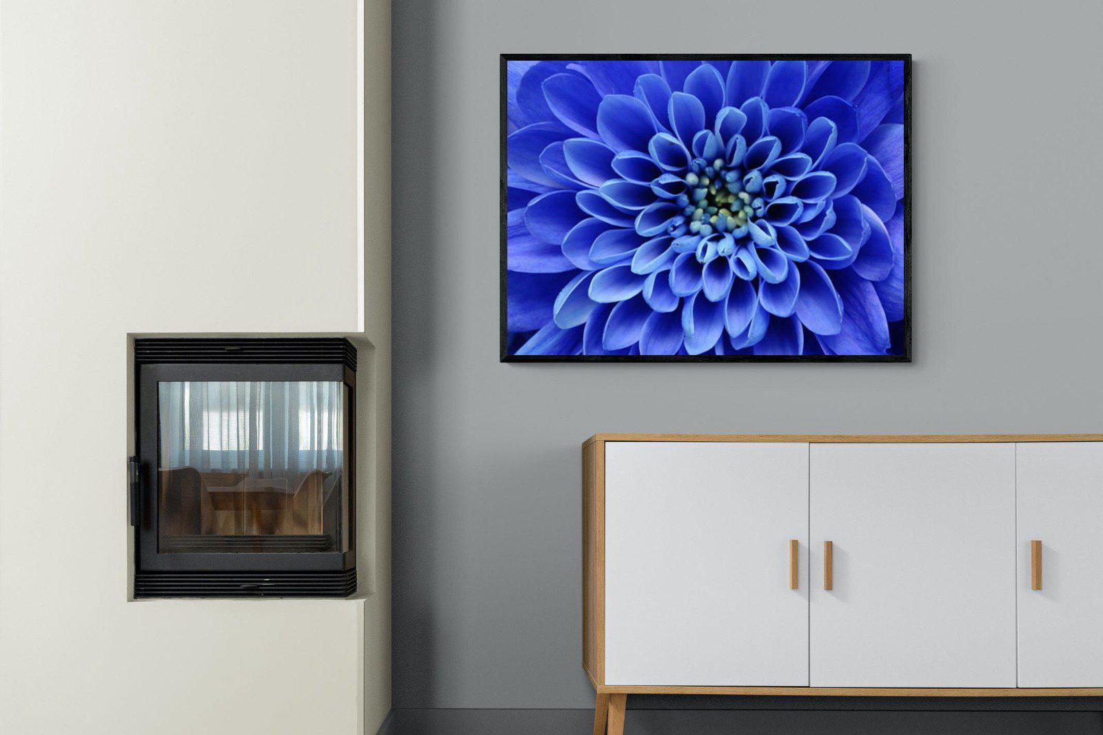 Blue Petals-Wall_Art-100 x 75cm-Mounted Canvas-Black-Pixalot