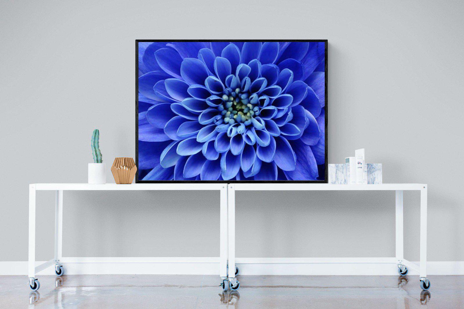 Blue Petals-Wall_Art-120 x 90cm-Mounted Canvas-Black-Pixalot