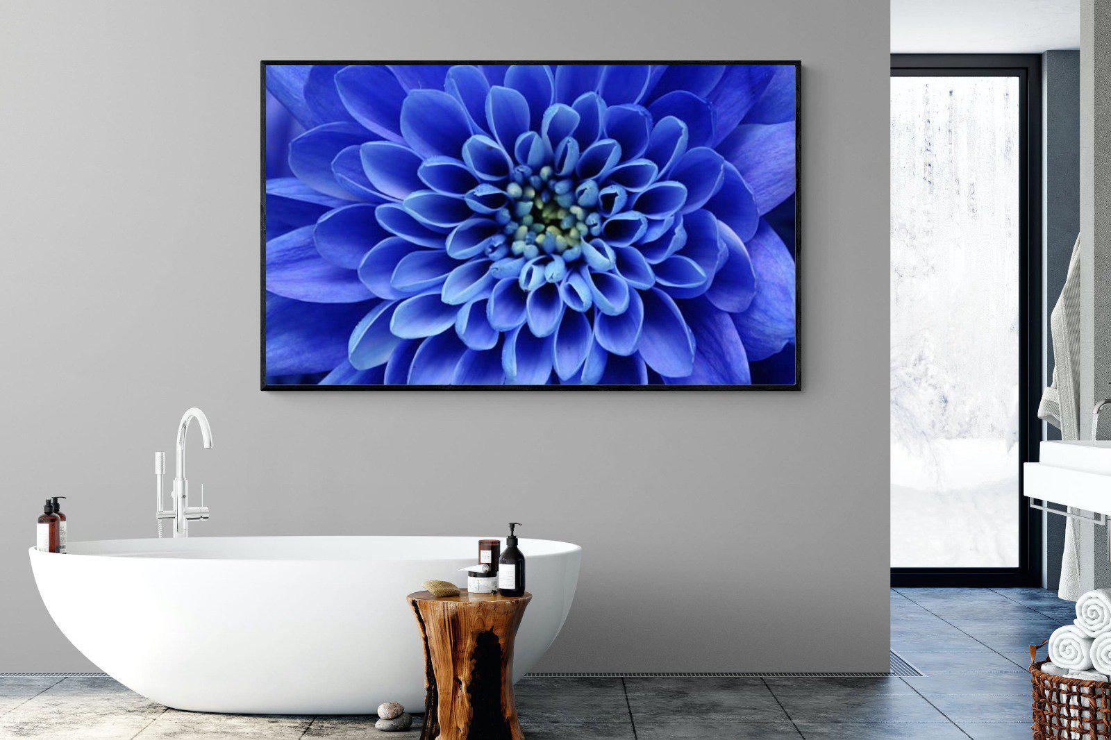 Blue Petals-Wall_Art-180 x 110cm-Mounted Canvas-Black-Pixalot