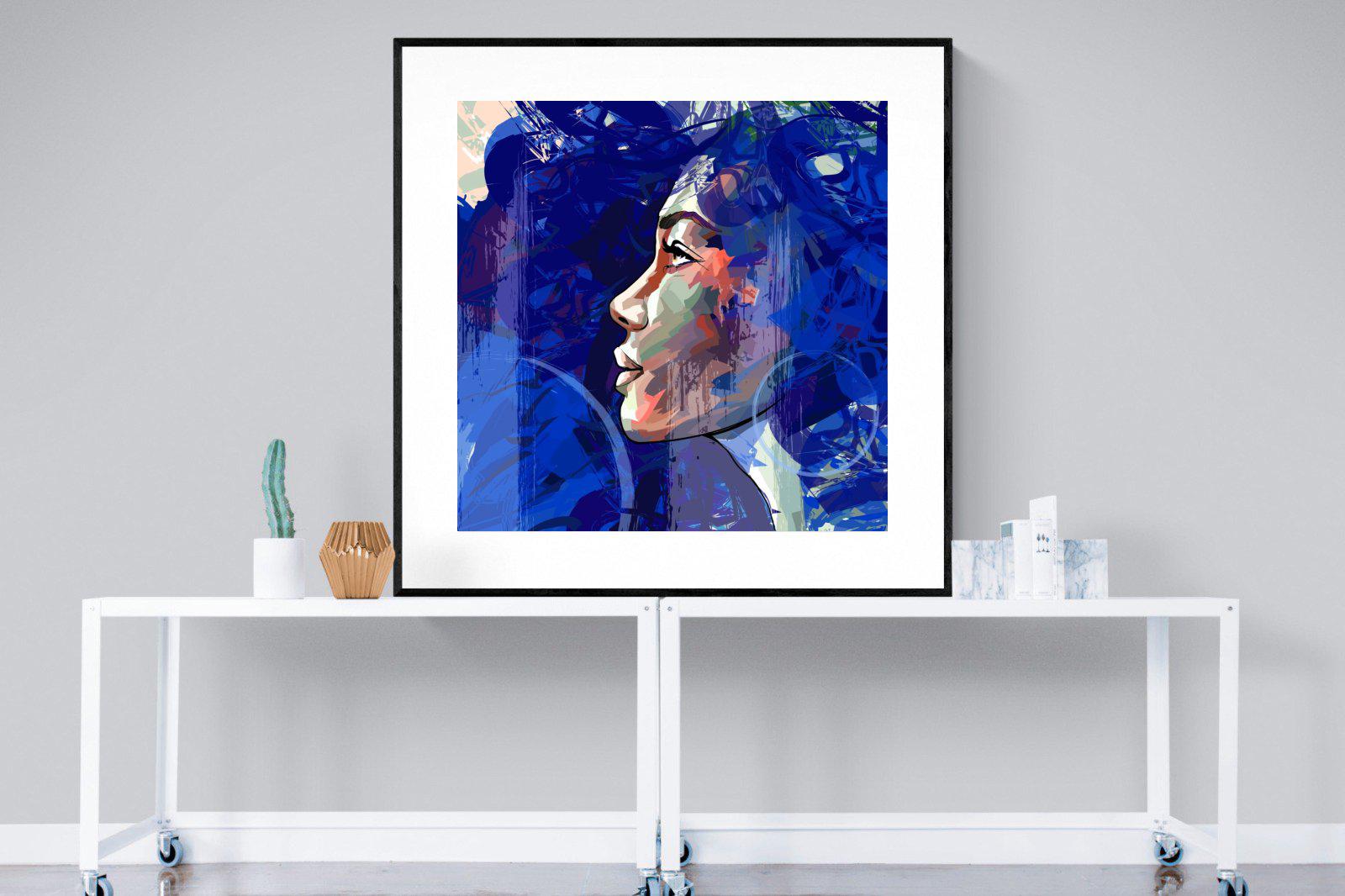 Blue View-Wall_Art-120 x 120cm-Framed Print-Black-Pixalot