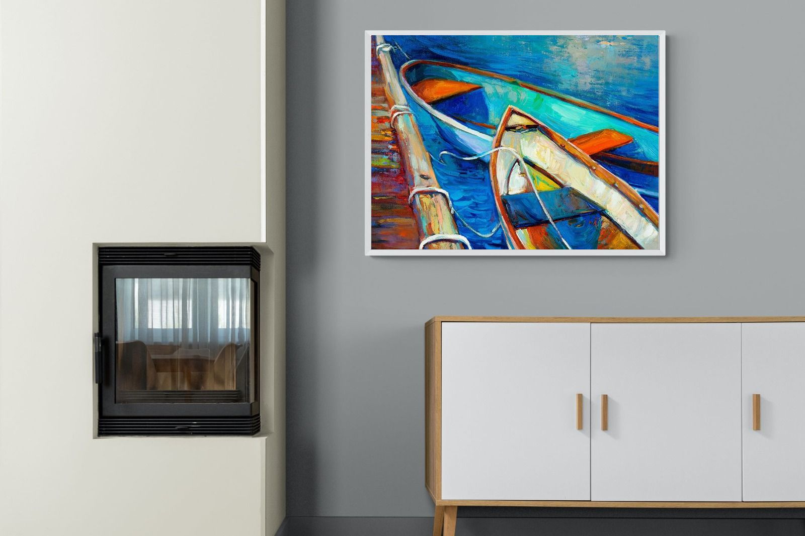 Boats on Canvas-Wall_Art-100 x 75cm-Mounted Canvas-White-Pixalot