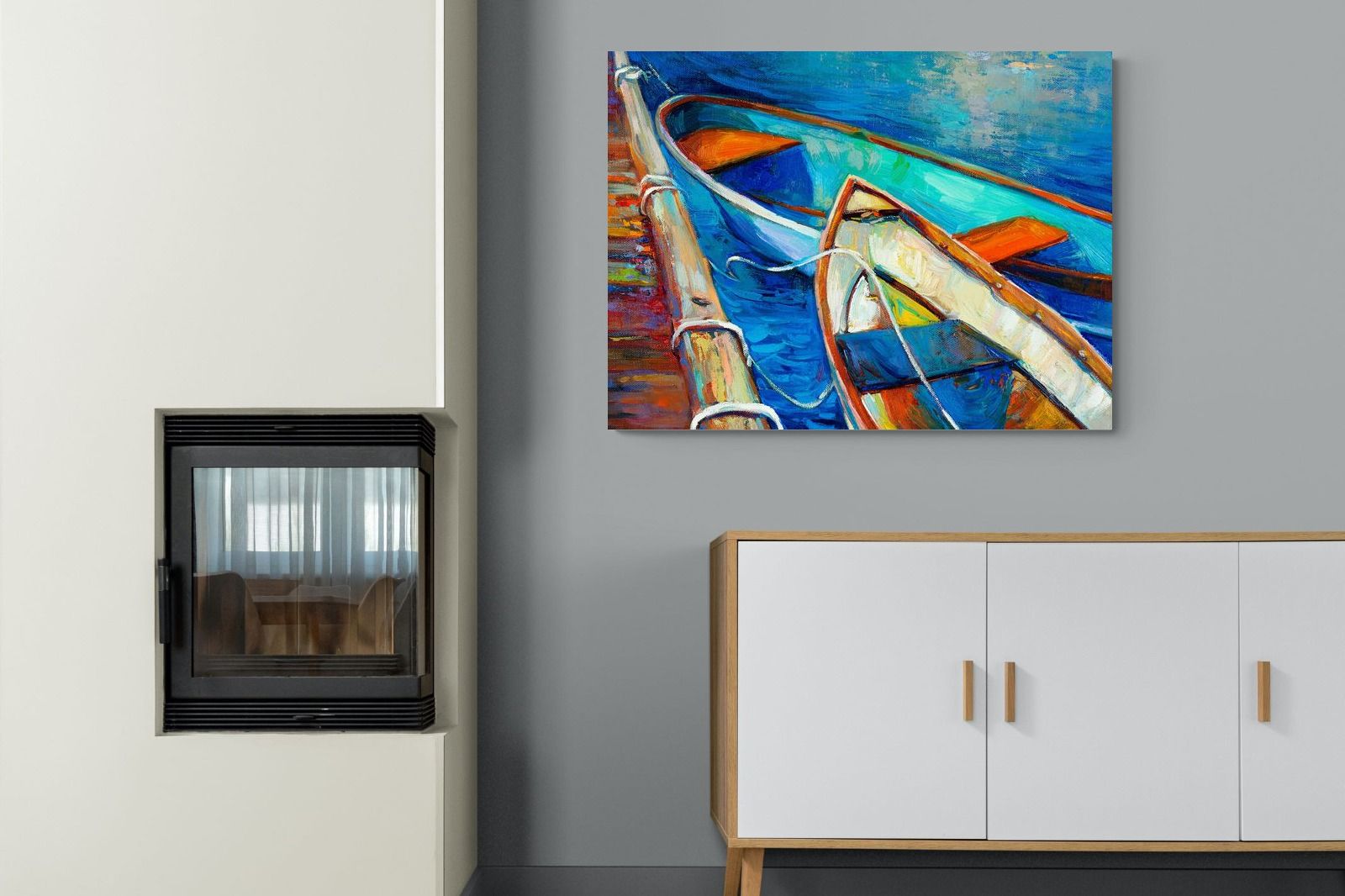 Boats on Canvas-Wall_Art-100 x 75cm-Mounted Canvas-No Frame-Pixalot