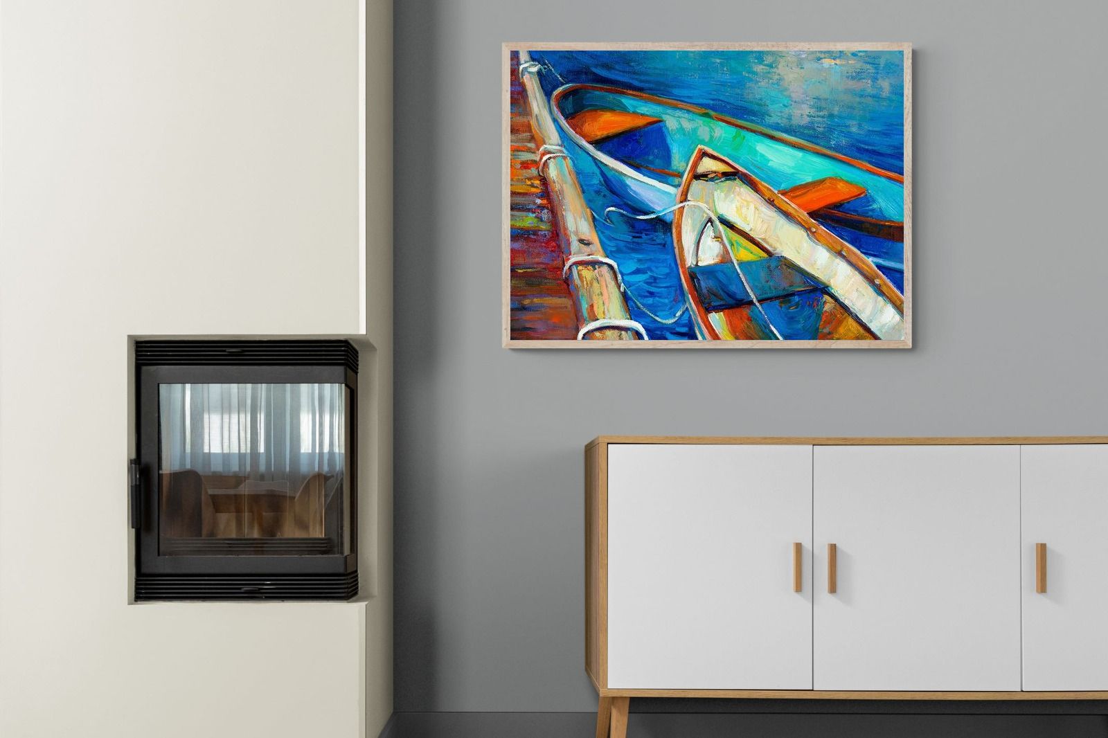 Boats on Canvas-Wall_Art-100 x 75cm-Mounted Canvas-Wood-Pixalot