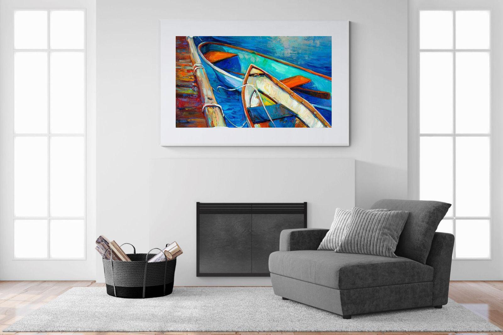 Boats on Canvas-Wall_Art-150 x 100cm-Framed Print-White-Pixalot