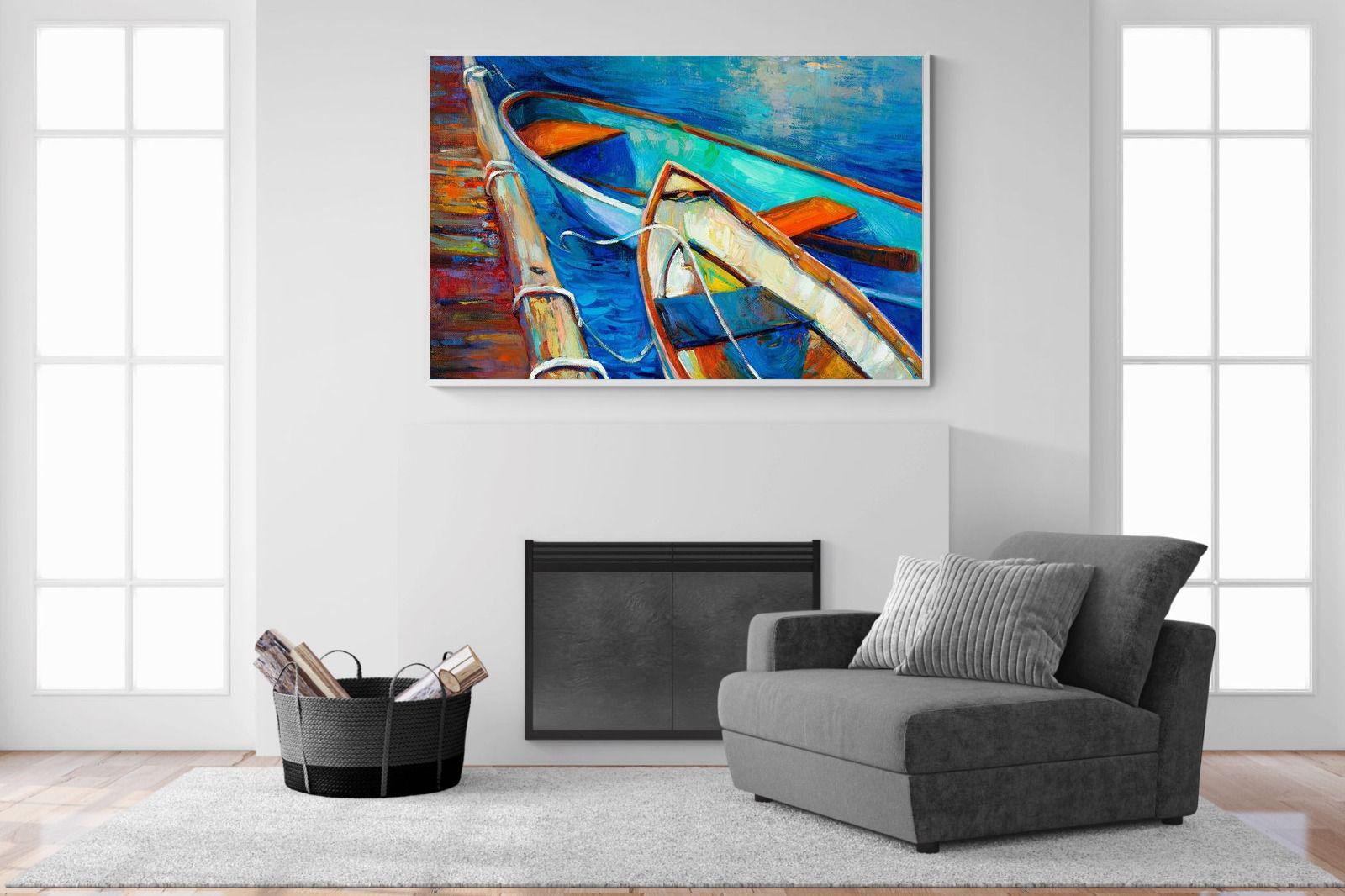 Boats on Canvas-Wall_Art-150 x 100cm-Mounted Canvas-White-Pixalot
