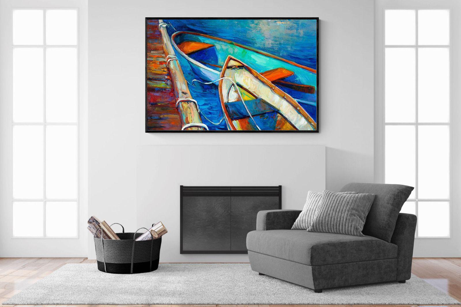 Boats on Canvas-Wall_Art-150 x 100cm-Mounted Canvas-Black-Pixalot