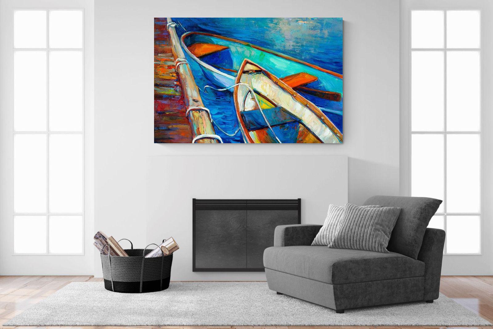 Boats on Canvas-Wall_Art-150 x 100cm-Mounted Canvas-No Frame-Pixalot