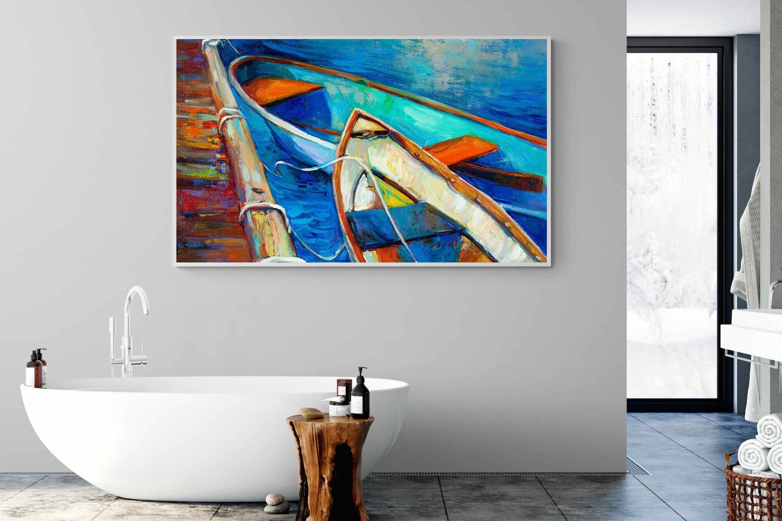 Boats on Canvas-Wall_Art-180 x 110cm-Mounted Canvas-White-Pixalot