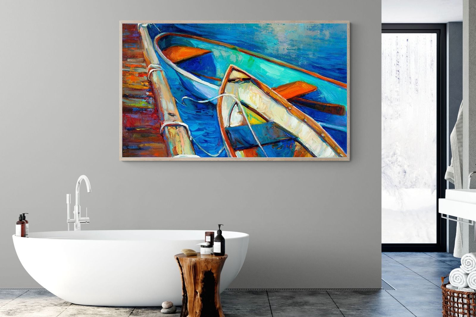 Boats on Canvas-Wall_Art-180 x 110cm-Mounted Canvas-Wood-Pixalot