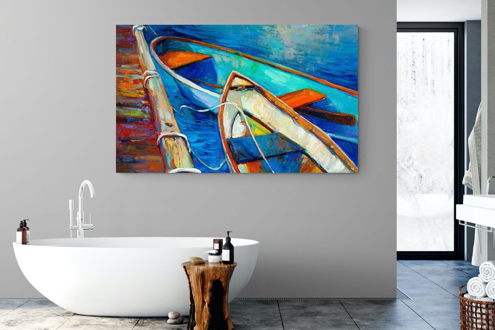 Boats on Canvas-Wall_Art-180 x 110cm-Mounted Canvas-No Frame-Pixalot