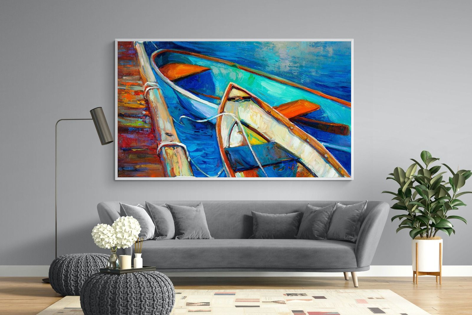 Boats on Canvas-Wall_Art-220 x 130cm-Mounted Canvas-White-Pixalot