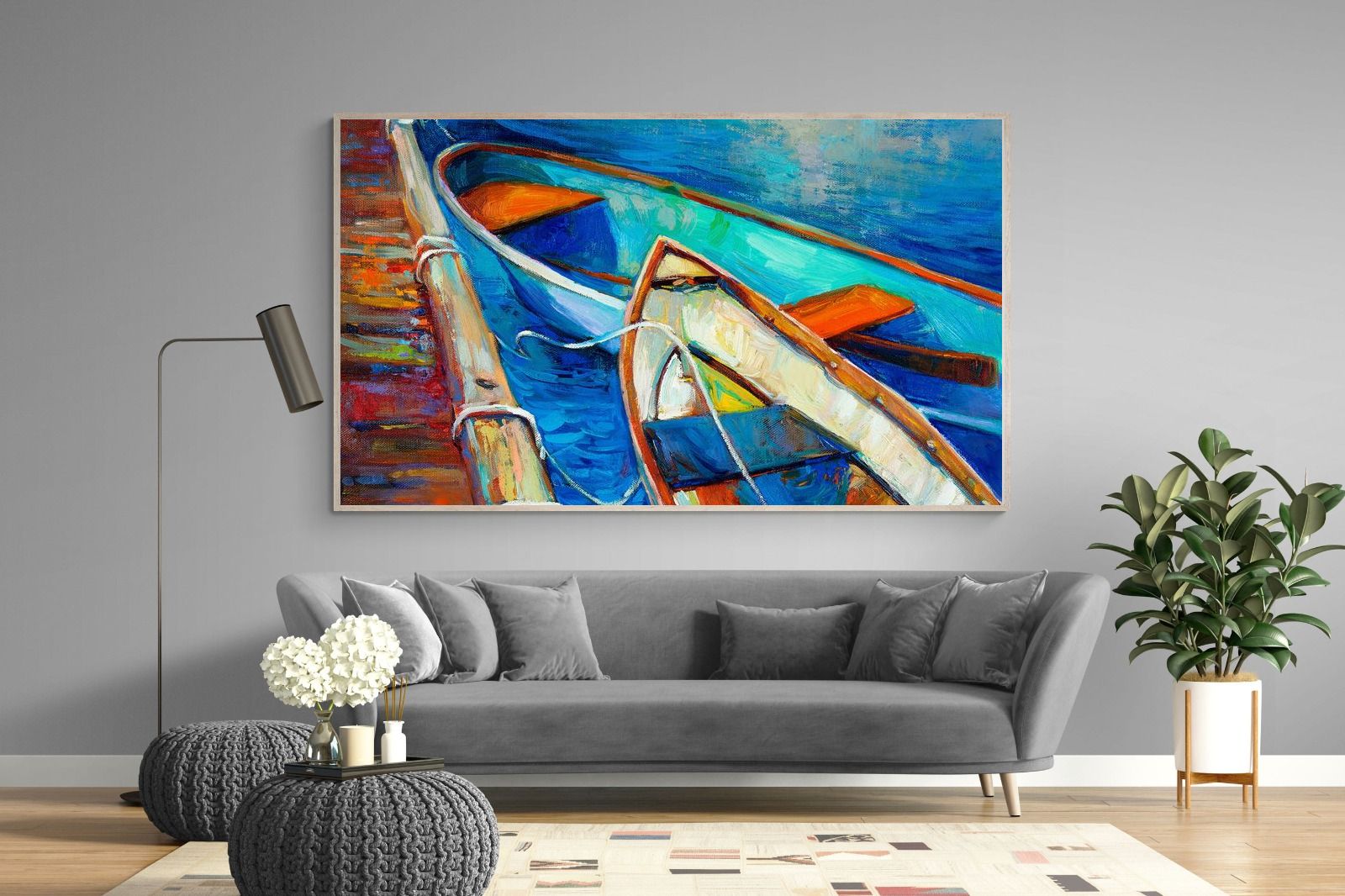 Boats on Canvas-Wall_Art-220 x 130cm-Mounted Canvas-Wood-Pixalot