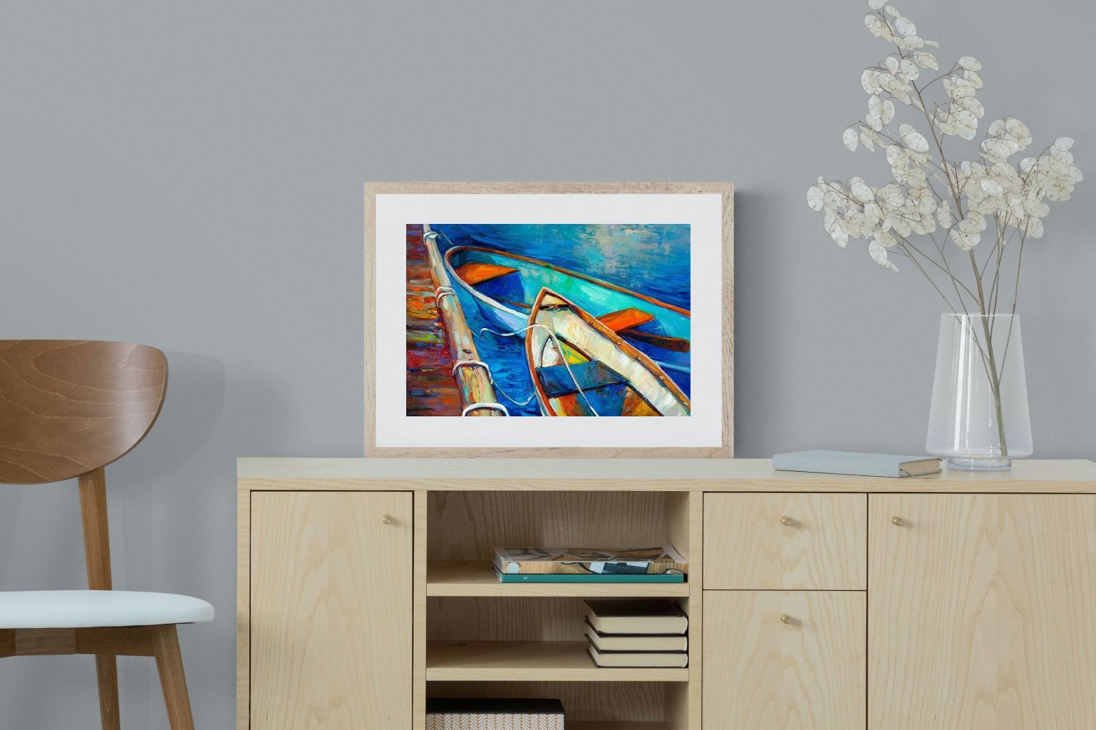 Boats on Canvas-Wall_Art-60 x 45cm-Framed Print-Wood-Pixalot