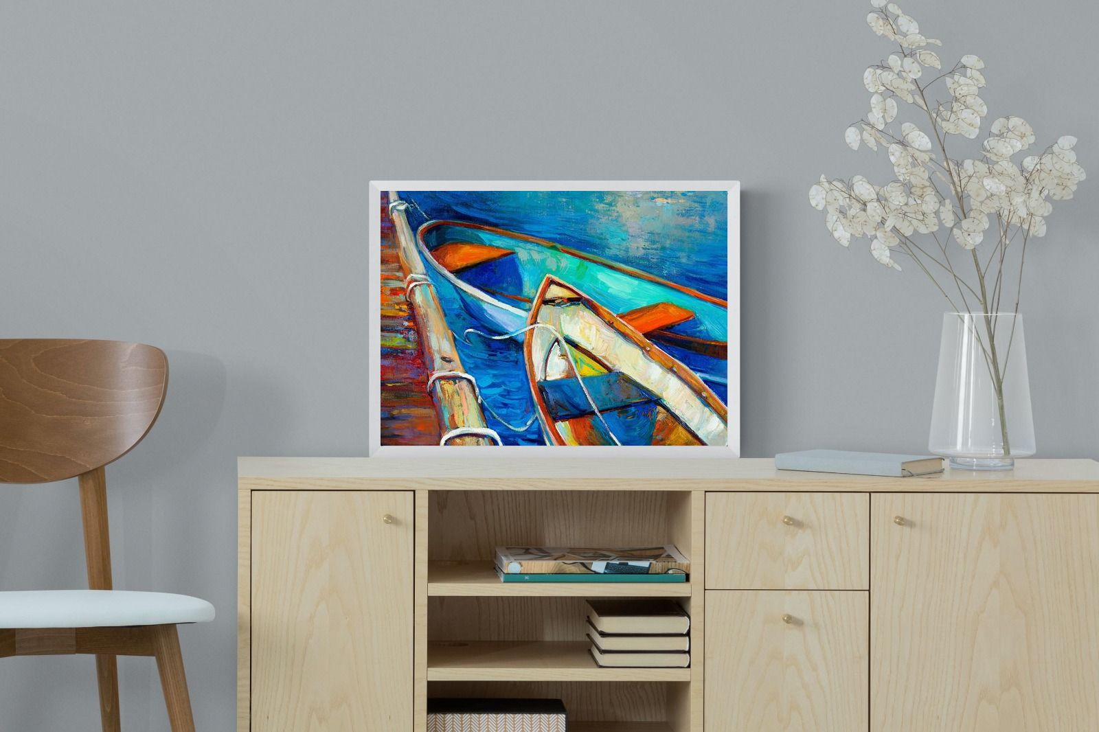 Boats on Canvas-Wall_Art-60 x 45cm-Mounted Canvas-White-Pixalot