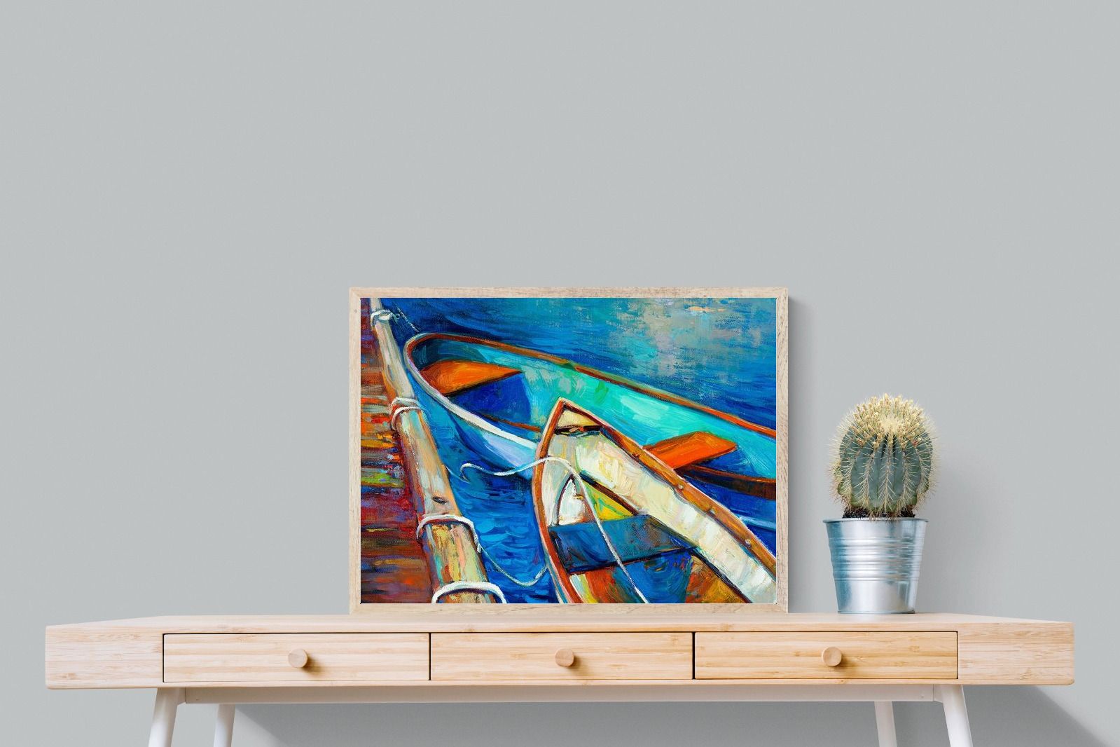 Boats on Canvas-Wall_Art-80 x 60cm-Mounted Canvas-Wood-Pixalot