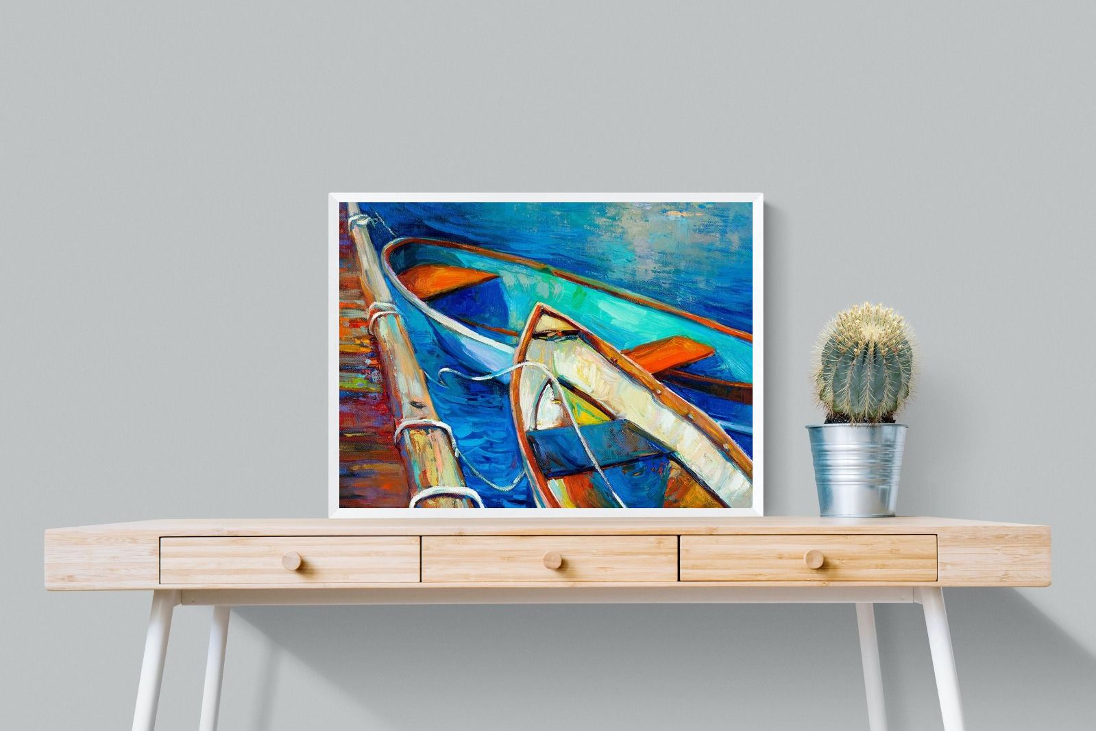 Boats on Canvas-Wall_Art-80 x 60cm-Mounted Canvas-White-Pixalot