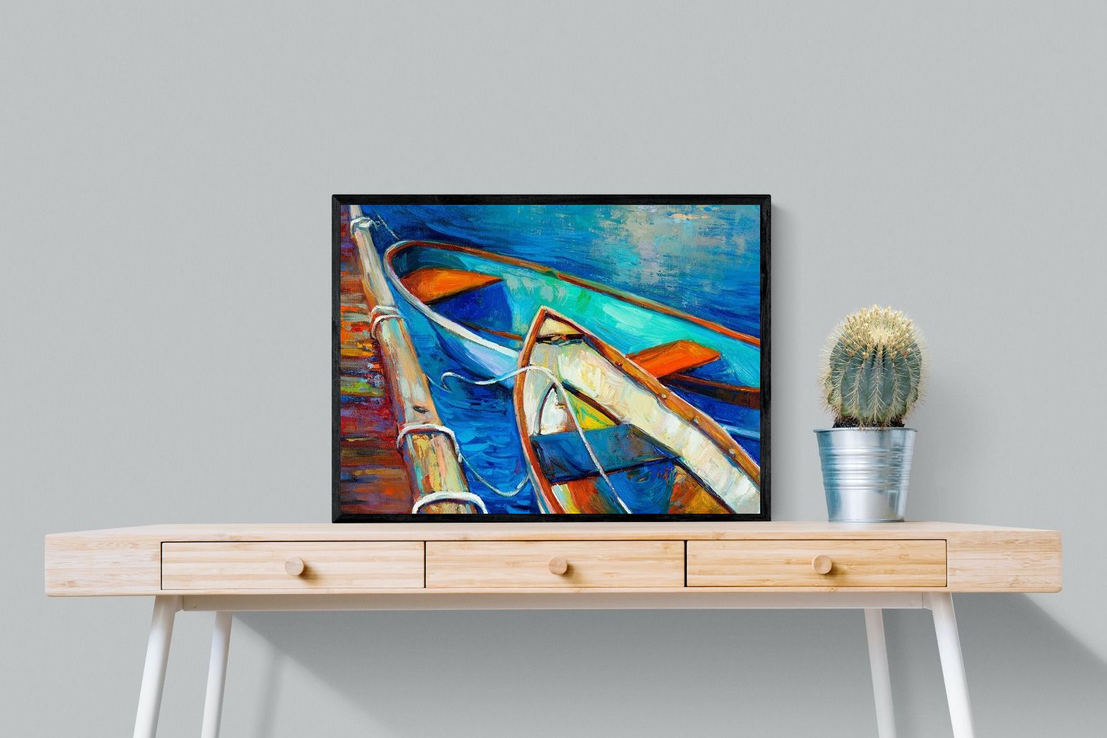 Boats on Canvas-Wall_Art-80 x 60cm-Mounted Canvas-Black-Pixalot