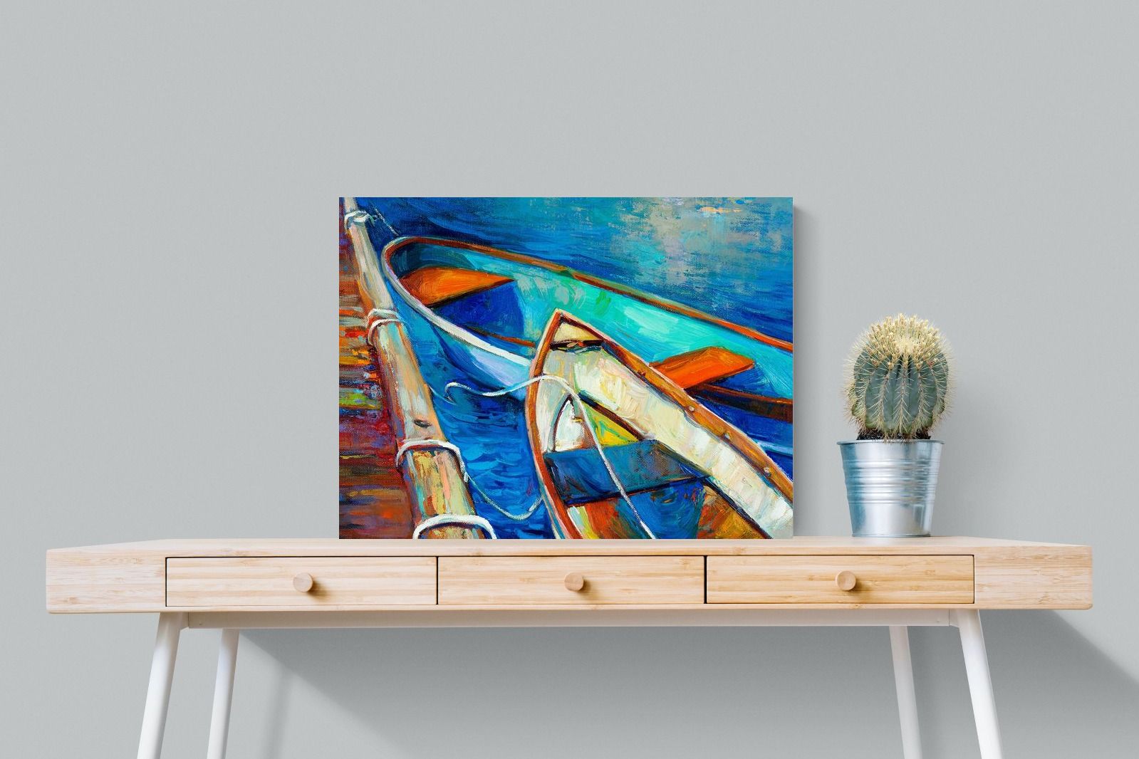 Boats on Canvas-Wall_Art-80 x 60cm-Mounted Canvas-No Frame-Pixalot
