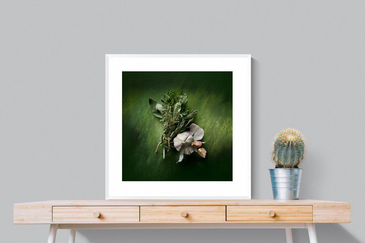 Bouquet Garni-Wall_Art-80 x 80cm-Framed Print-White-Pixalot